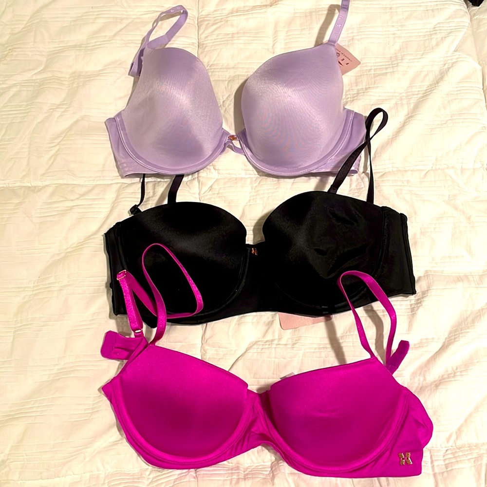 Savage X Fenty 32D Bra Bundle - T-shirt, Strapless, and Balconette